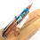 サムネイル： Premium Hawaiian Koa Italian Acrylic Designer Slimline Ballpoint Pen (Blue)
