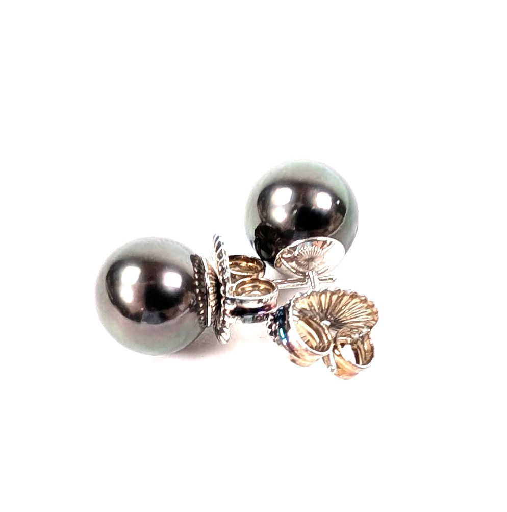 Premium Tahitian Black Pearl Stud Earrings