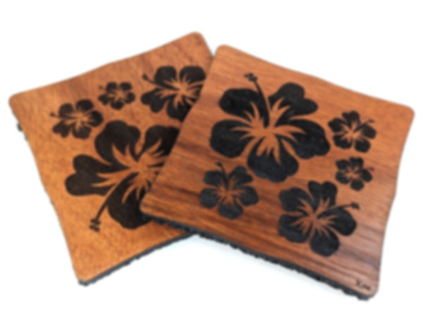 Hawaiian Koa Laser Engraved Coaster with Cork Bottom
