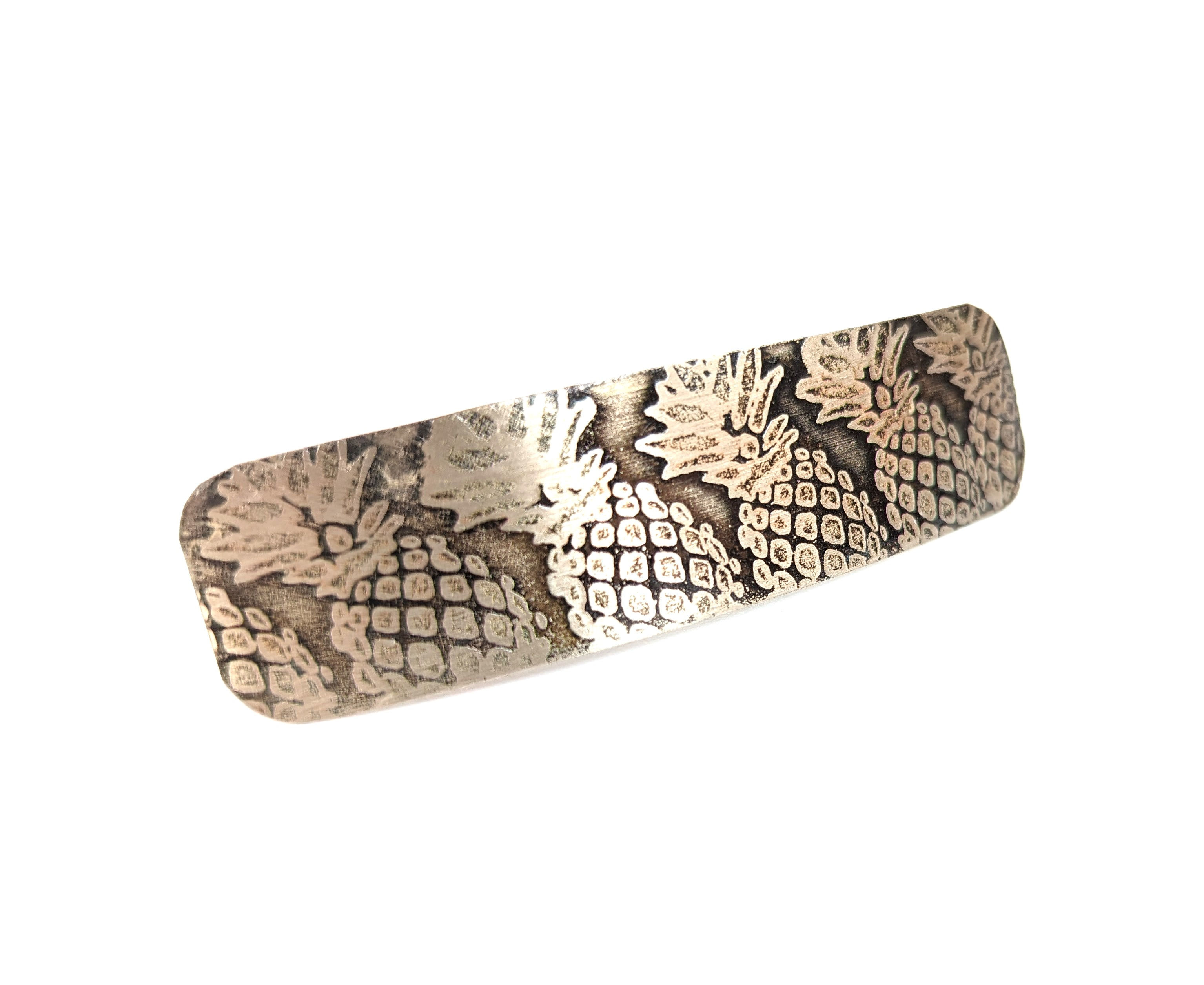 Hawaiian Island Inspired Thin Nickle Metal Barrette (pineapple)