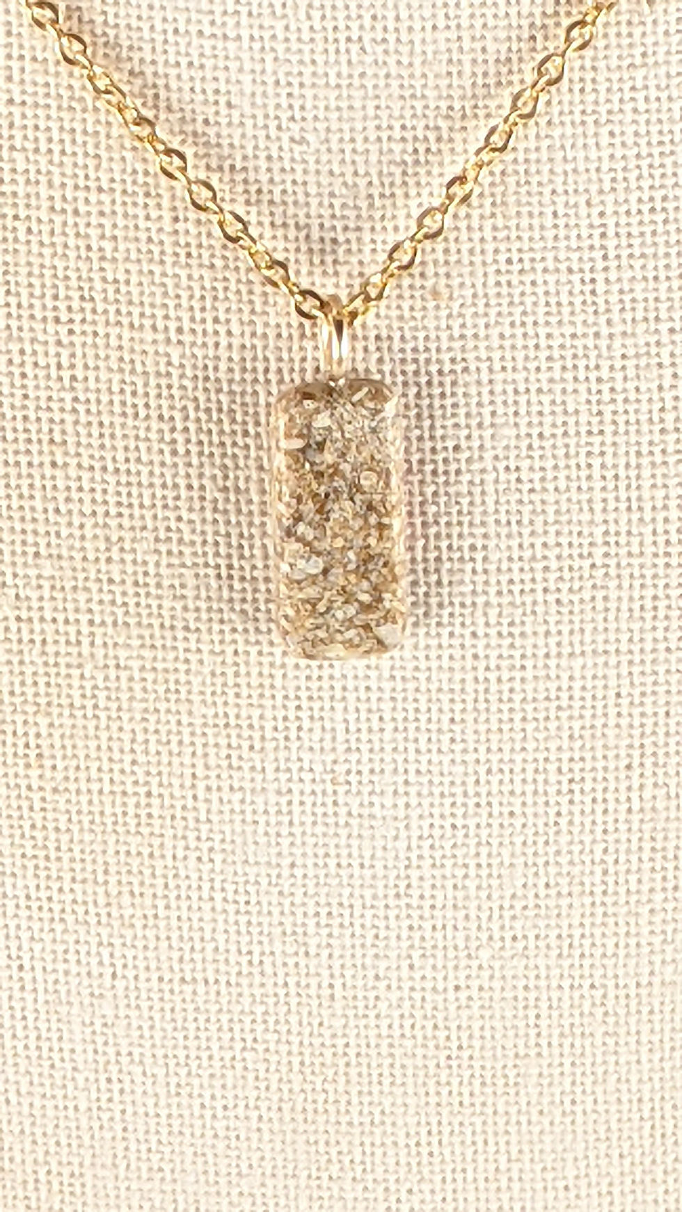 섬네일: Small Sand Gems Rectangle Wave Necklace (red)