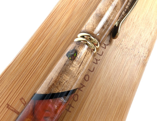 Hawaiian Koa Surfboard Resin Designer Simplicity Opal (Orange