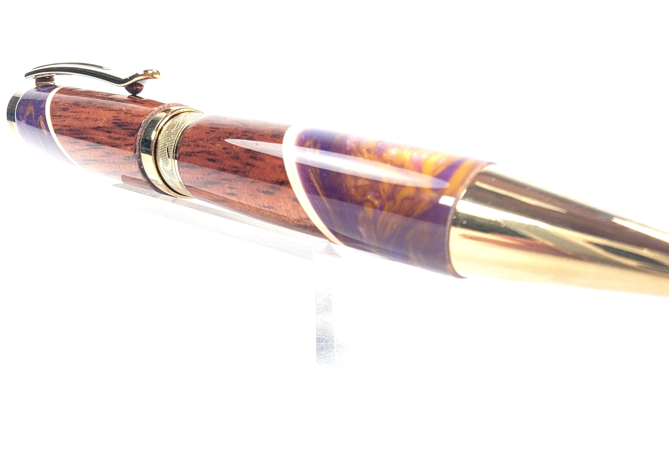 Hawaiian Koa Surfboard Resin Designer Duke Ballpoint Pen (Purple yellow)