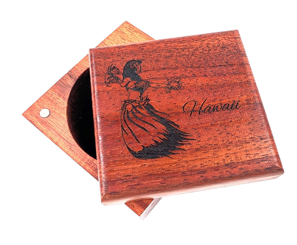 縮圖：Hawaiian Koa Laser Engraved Hula Girl Design Small Box