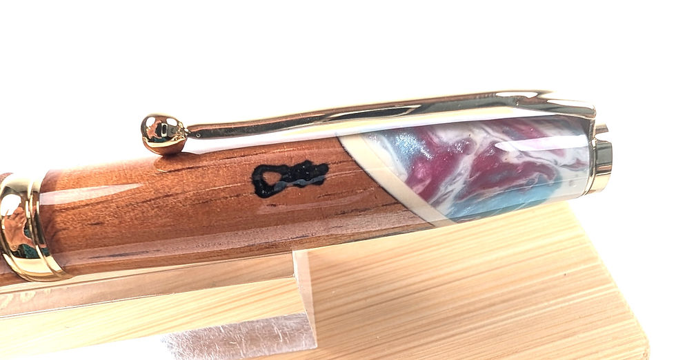 Thumbnail: Hawaiian Koa Surfboard Resin Slimline Ballpoint Pen Opal (Purple Teal)
