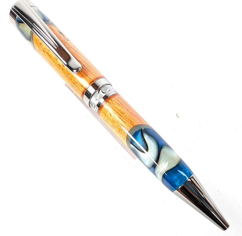 Thumbnail: Hawaiian Koa Italian Acrylic Designer Duke Ballpoint (Blue White)