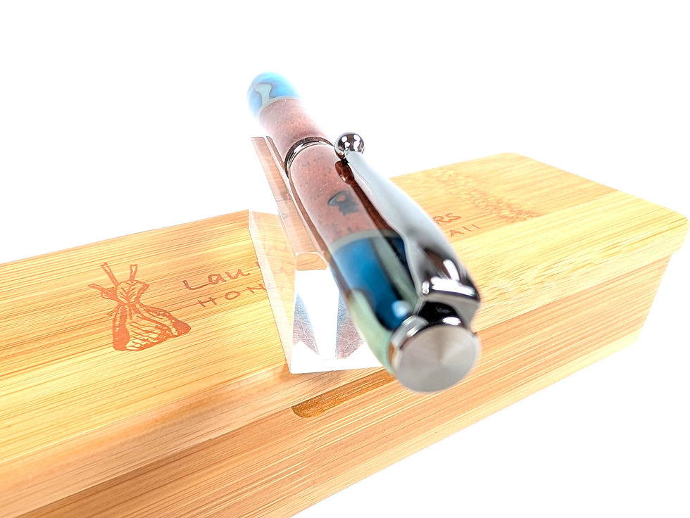 縮圖：Hawaiian Koa Italian Acrylic Designer Ultra Slim Ballpoint (Blue White))