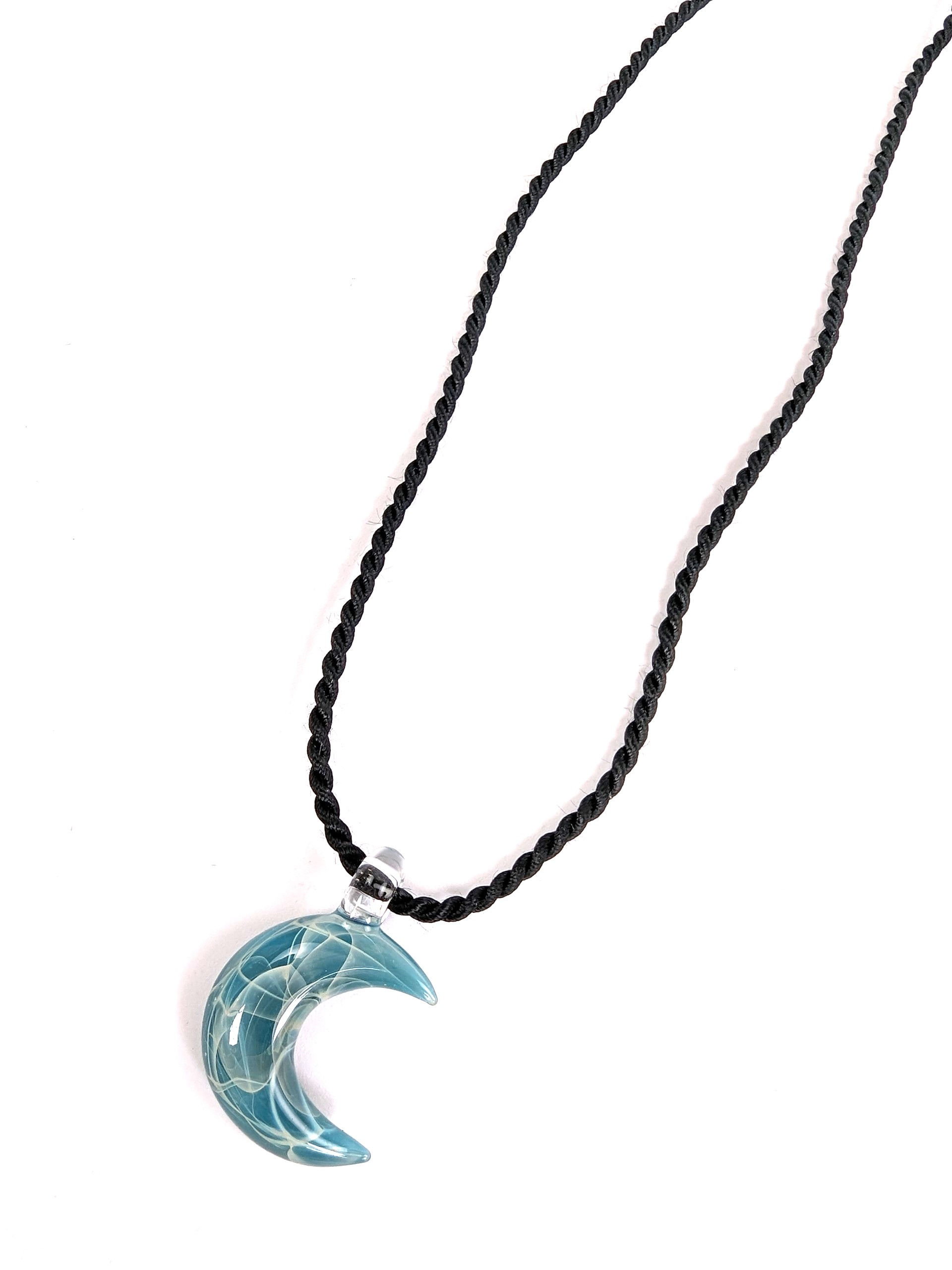 Glass Hawaiian Crescent Moon Pendant (teal)