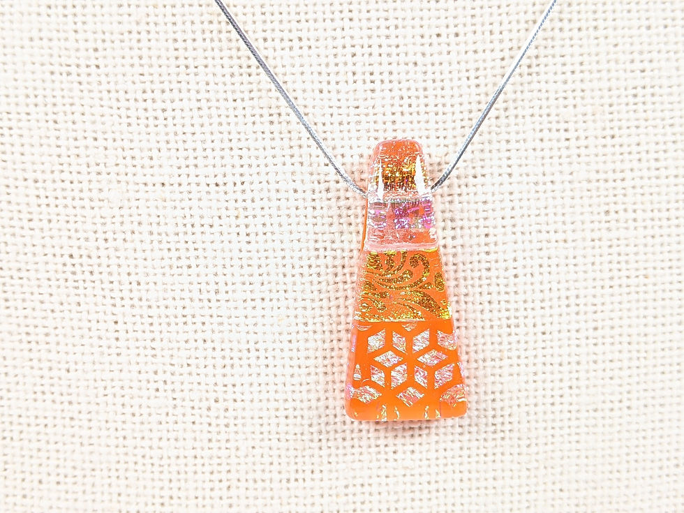 Thumbnail: Dichroic Glass Pendant and Earring Set (orange)