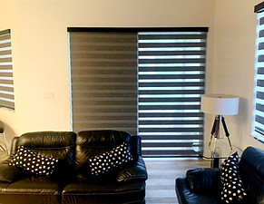 zebra shades in a living room 