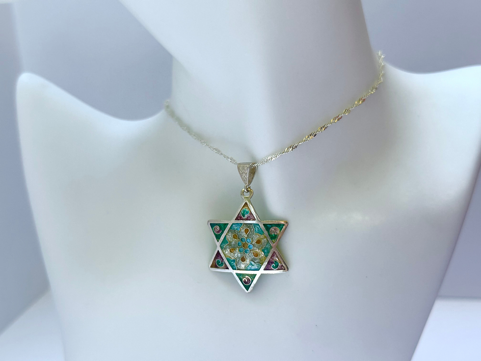 Star of David handmade Cloisonne Enamel Pendant