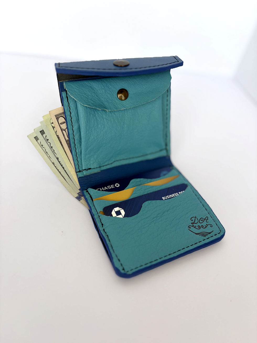 Thumbnail: Handmade engraved small women’s leather wallet