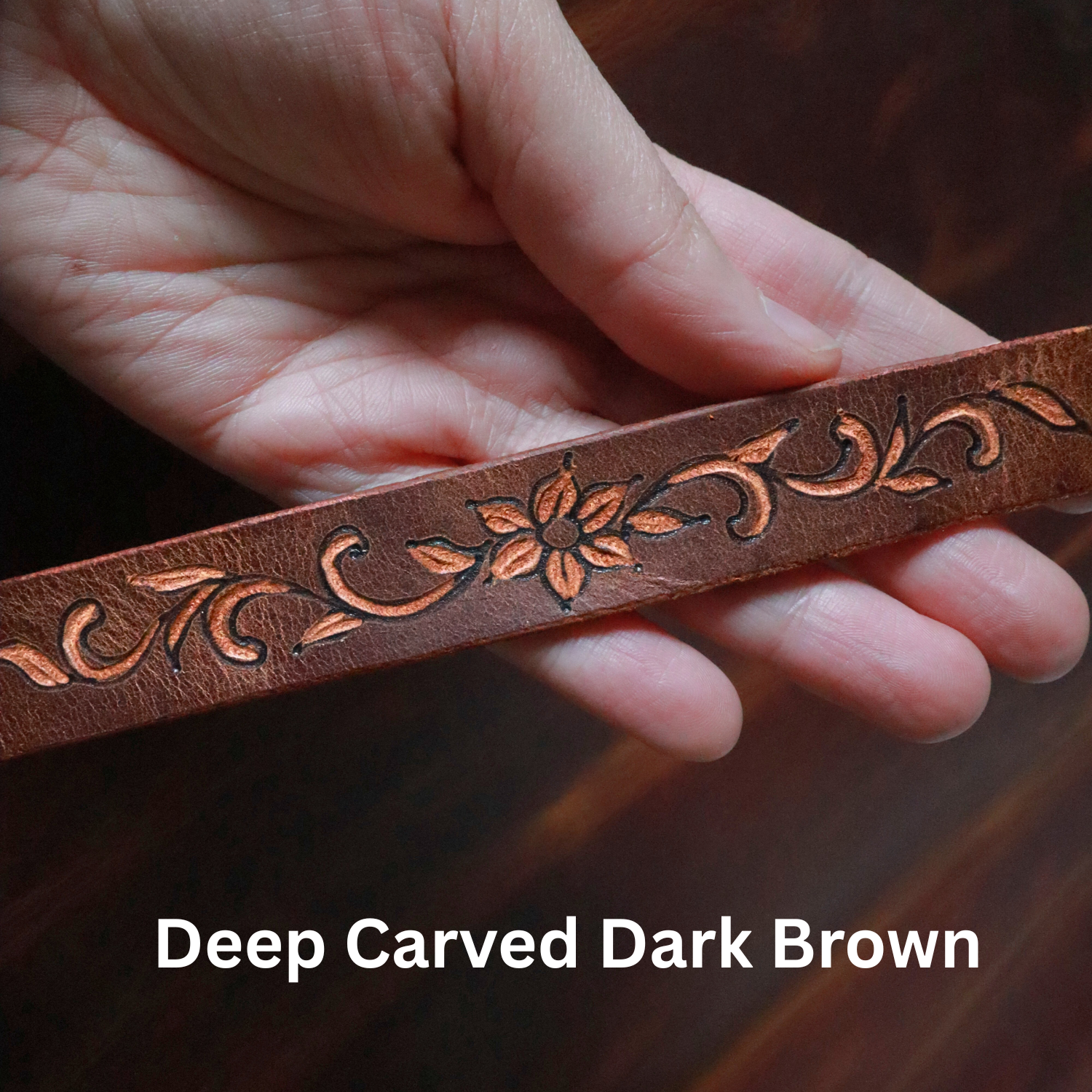 Colorful Handmade Deep Carved / Engraved Leather Bracelets for woman. Floral and Filigree Ornaments.