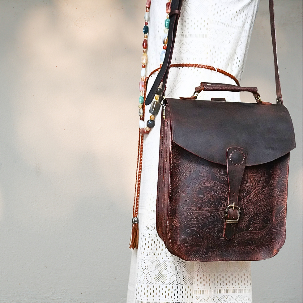 Thumbnail: Full Grain Cowhide Leather. Removable & adjustable strap. 2-in-1 Convertible Shoulder Bag & Backpack Zipper, magnetic lock. E