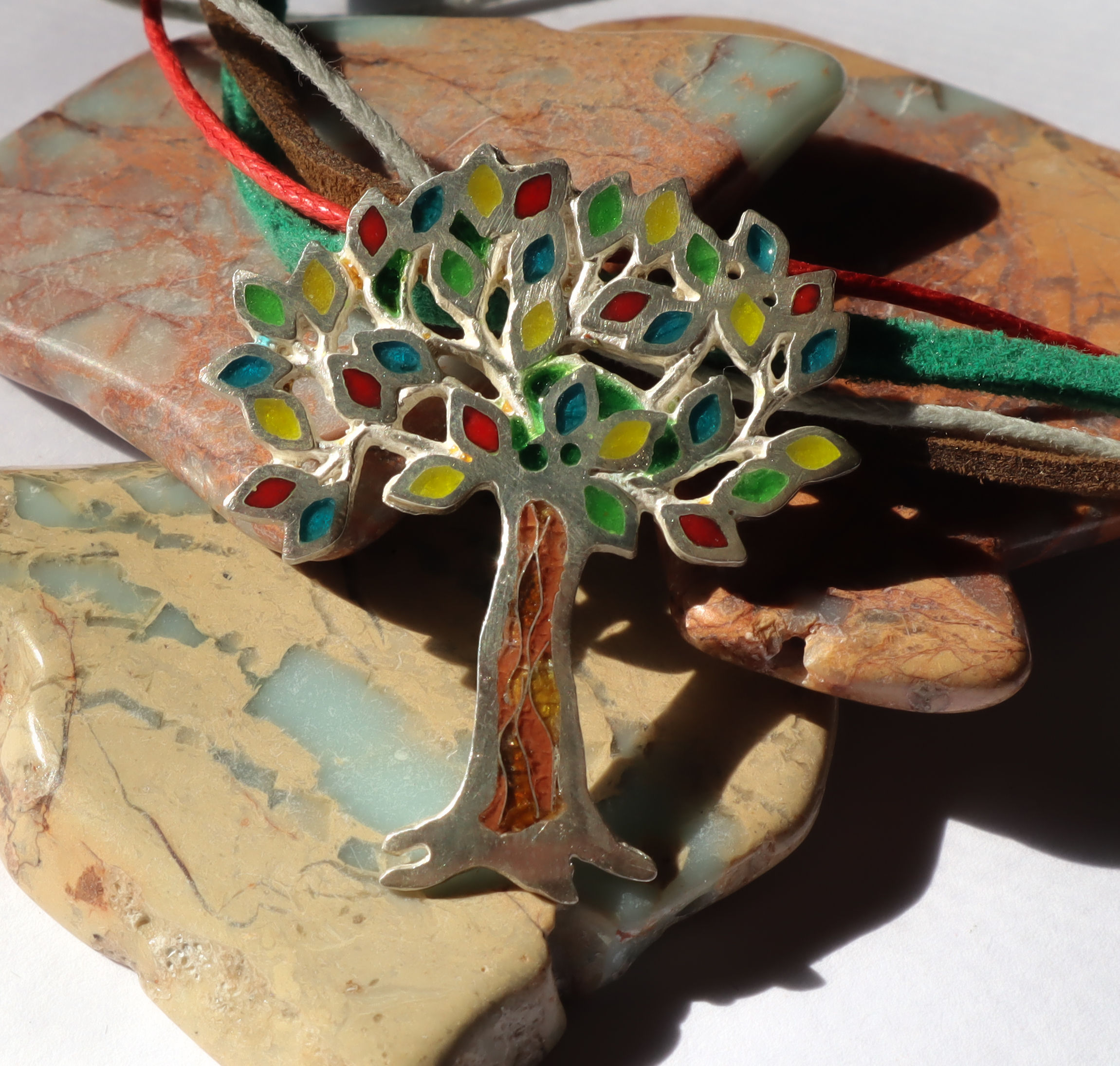 Tree of life Georgian cloisonne enamle pendant