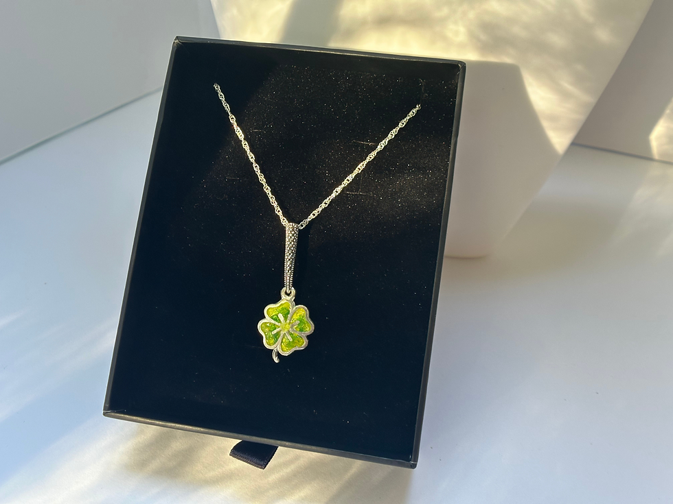 Thumbnail: Georgian sterlin slver Four Leaf Clover Cloisonne Enamel Pendant