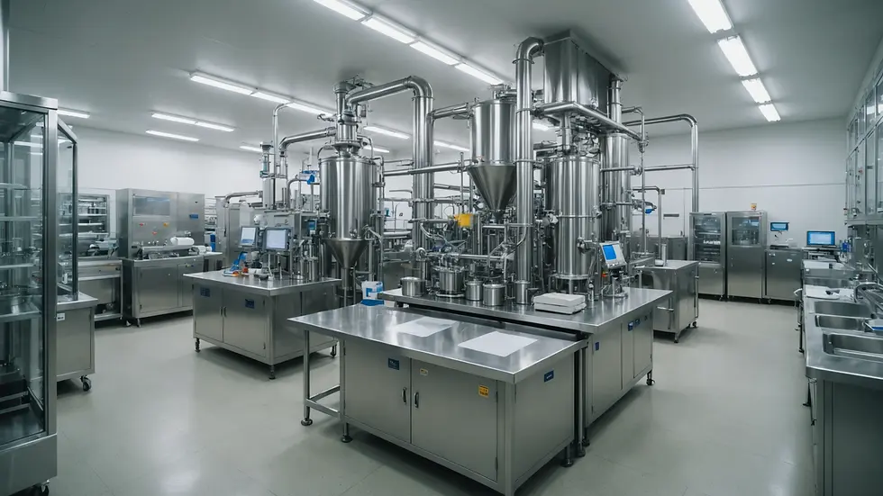 Wide angle view of a pharmaceutical manufacturing plant