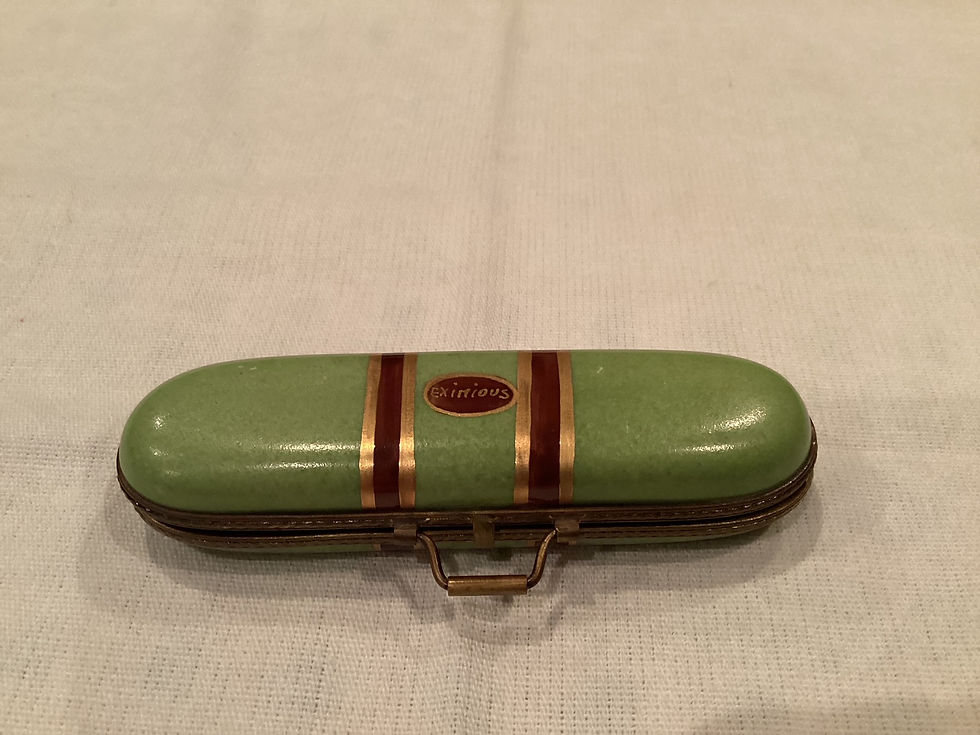Thumbnail: A Limoges fishing case with rod and catch