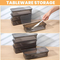 4Pcs Flatware Tray with Lid and Drainer