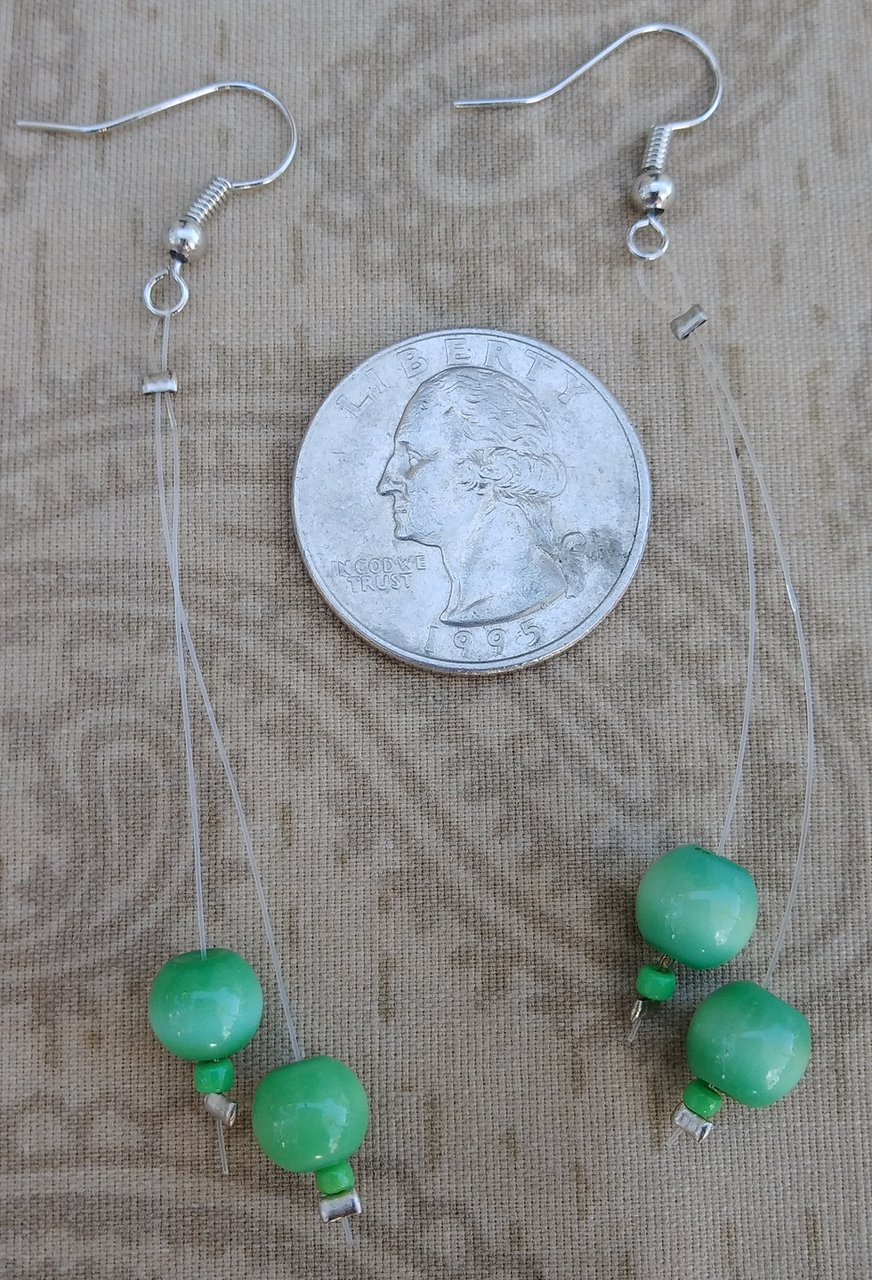 Thumbnail: Illusion Double Drop Beaded Earrings