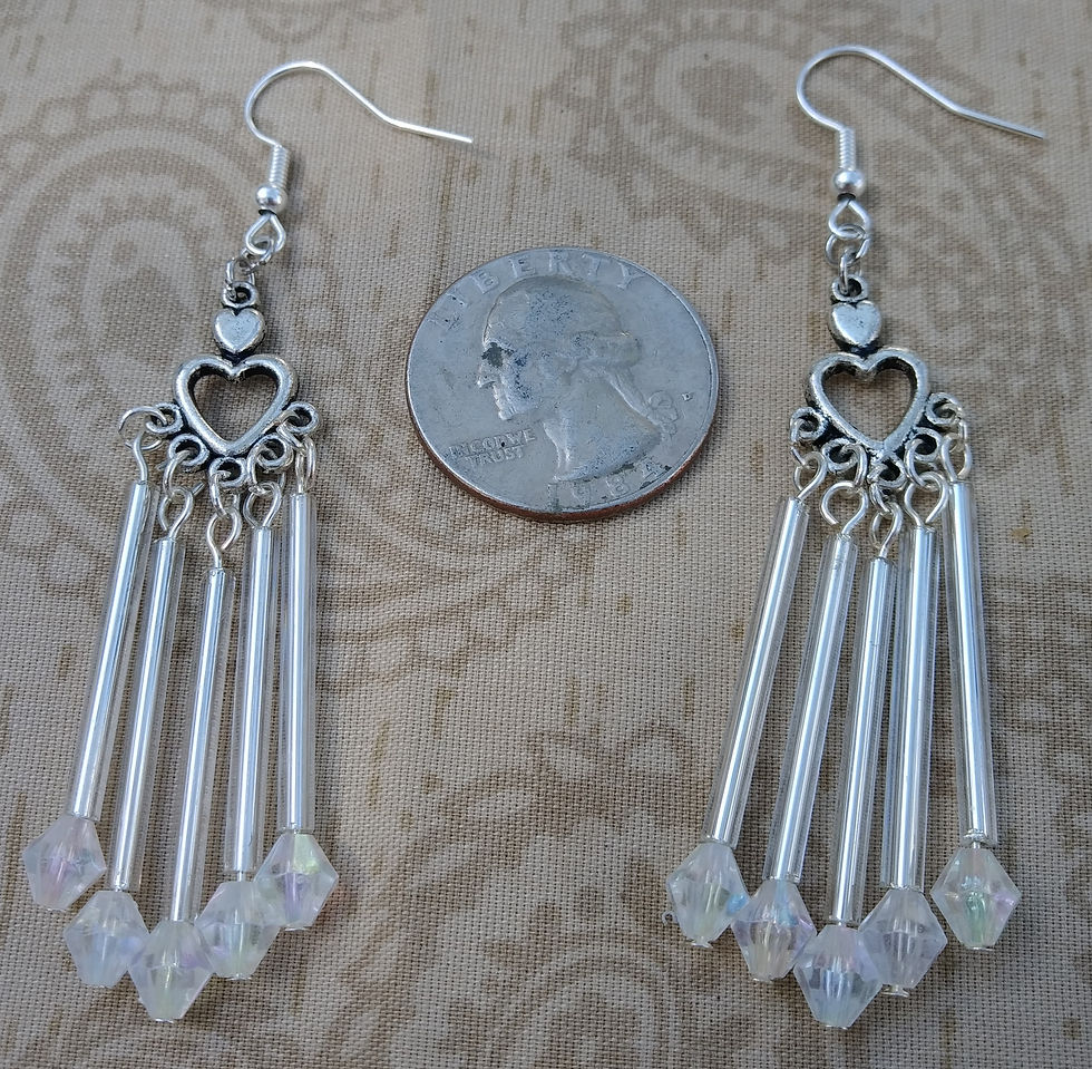 Thumbnail: Heart Chandelier Beaded Earrings