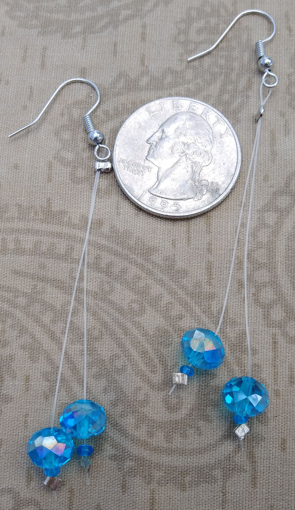 Thumbnail: Illusion Double Drop Beaded Earrings