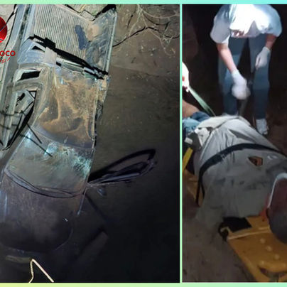 Motorista é resgatado com vida após despencar de ponte em Cascalho Rico durante a noite