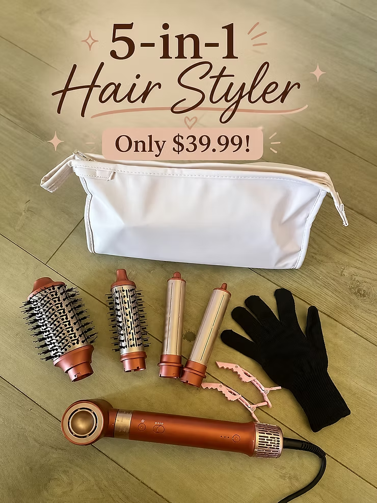 HITTIONA 5 in 1 High-Speed Hair Dryer Brush - Hot Air Styler & Hair Styler, Fast Drying Blow Dryer Brush No Heat Damage Multi-Styler Auto Wrap Curlers for Volumizing Curl Straighten Frizz-Free