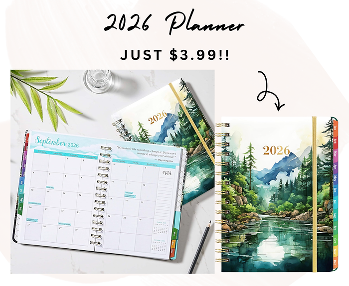 2026 Planner - 2026 Planner Weekly and Monthly, Jan 2026 - Dec 2026, 6.3” x 8.4”, 2026 Calendar Planner, Twin-Wire Binding, Inner Pocket, Colorful Monthly Tabs, Elastic Closure, Contacts, Holidays