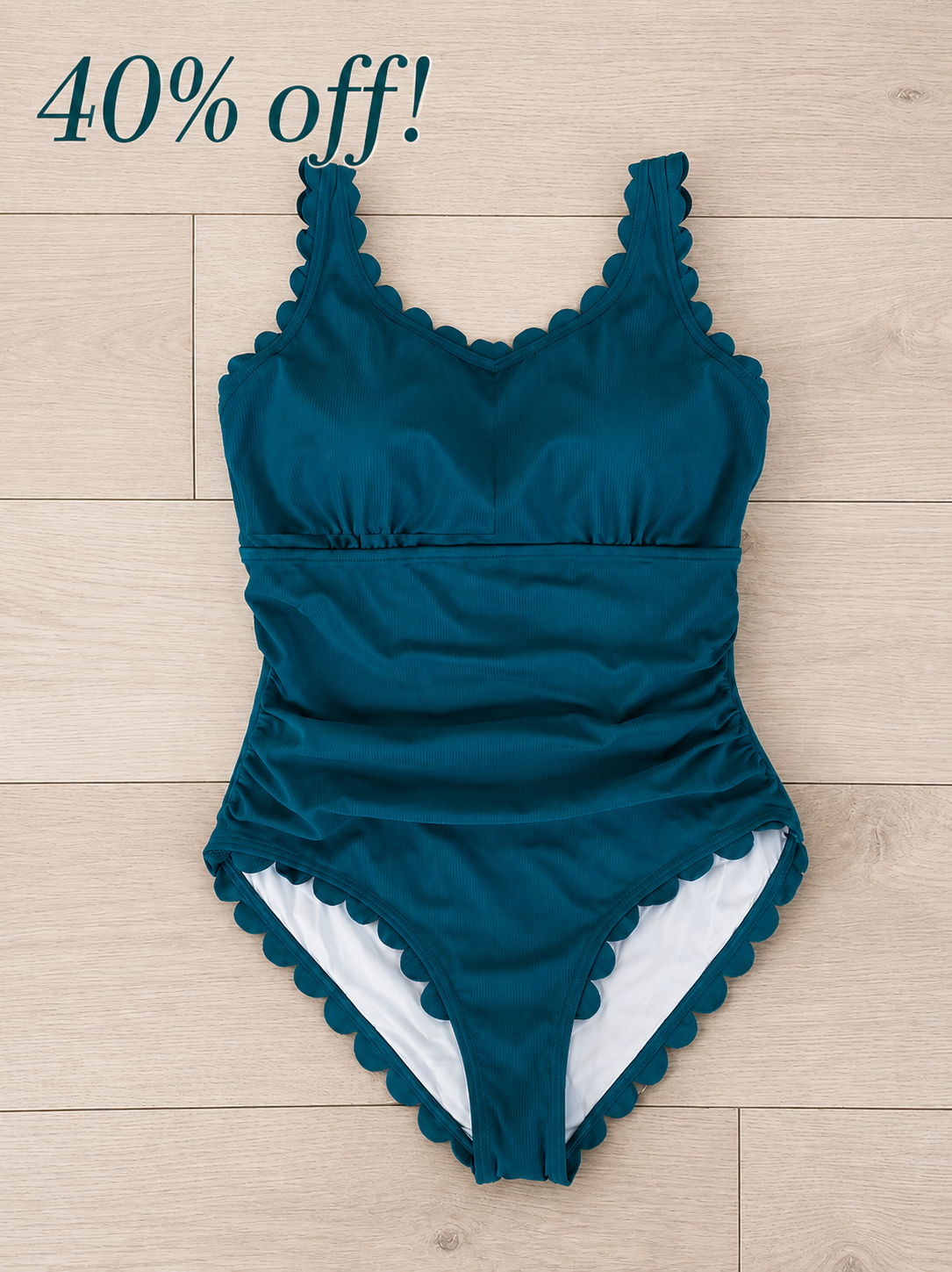 Charmo Ribbed Scalloped 1 Piece Swimsuits Womens Retro Modest Square Neck One Piece Bathing Suit Burgundy S