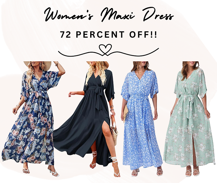 ANRABESS Womens 1/2 Sleeve Beach Wedding Guest Maxi Dresses 2026 Summer Wrap V Neck Boho Floral Flowy Slit Long Dresses Floral Lake Small