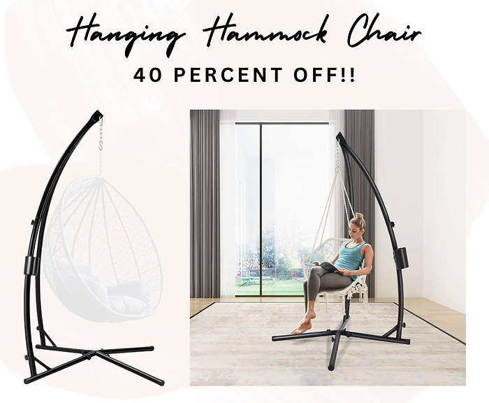 Eusuncaly Hanging Hammock Chair Stand Swing Chair Stand for Indoor/Outdoor,C-Type Solid Steel Heavy Duty Hammock Chair Stand,Weight Capacity 440 Lbs Hanging Chair Stand Only Black AD333