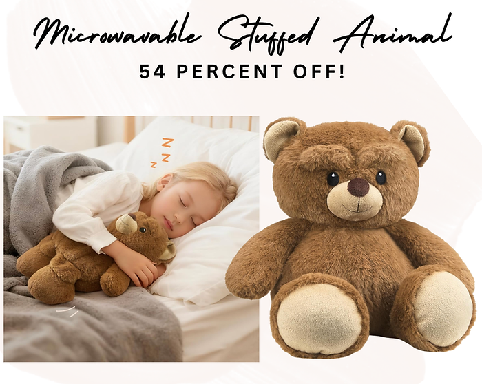 Microwavable Stuffed Animal, Dreamegg Bear Microwave Heating Pad for Period Cramps, Pain Relief & Anxiety, Washable Cover, Cute Heatable Unscented Plush Toy Gifts for Women Girls Adults Kids Christmas