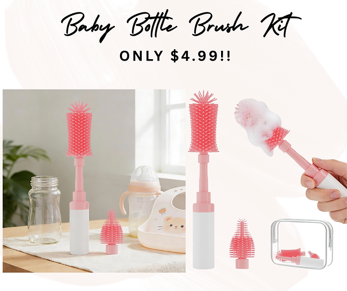 Chuya Baby Bottle Brush Kit -Upgraded Silicone Bottle Cleaning Brush & Nipples Cleaning,Press-Pump Foam Dispenser Brush for Baby Bottles, Nipples, Breast Pump Parts-Rich Foam for Home Travel TSA