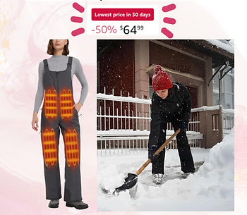 WUSTENKATZE Women's Waterproof Heated Insulated Bib Overalls with Battery Pack, Gray, Large