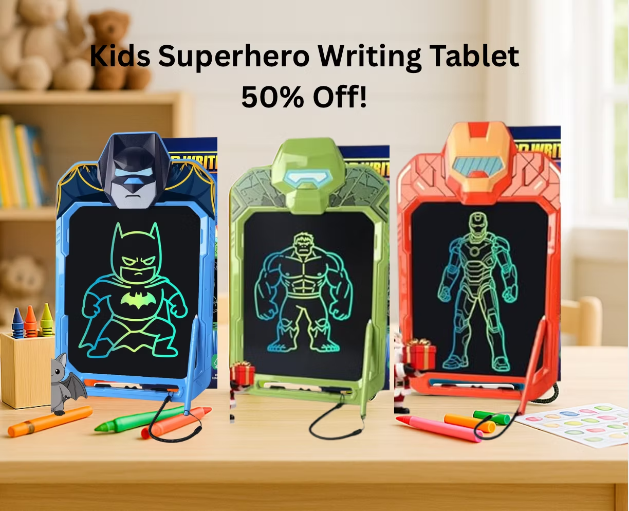 LCD Writing Tablet for Kids 10 Inch Bat Hero Drawing Board for Boys 3 4 5 6 7 Erasable Drawing Pad with Lanyard High Definition Color Doodle Board Travel Toy Birthday Gift for Toddler