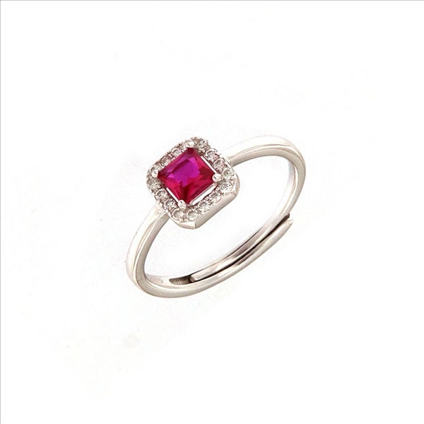 Thumbnail: Anello regolabile con pietra quadrata e zirconi