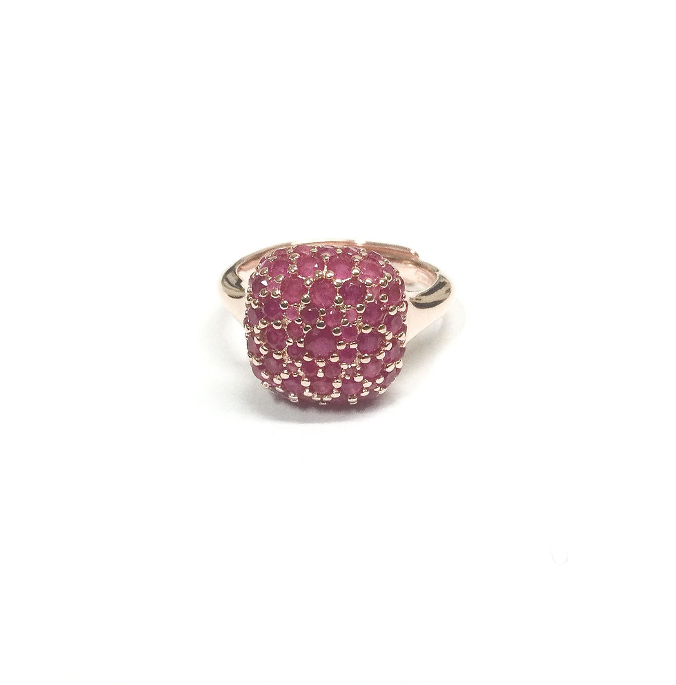 Miniatura: Anello regolabile con pavè di zirconi irregolari colorati