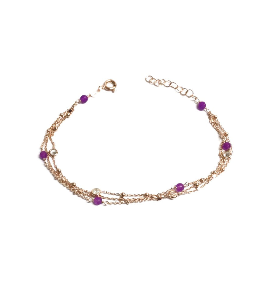 Miniature : Bracciale 3 giri con pietrine colorate e zirconi