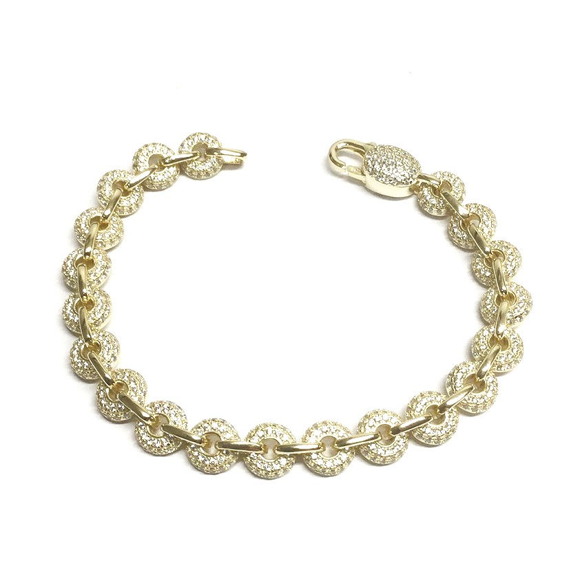 Thumbnail: Bracciale a maglia tonda  con zirconi