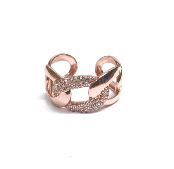 Miniaturbild: Anello regolabile groumette grande con zirconi