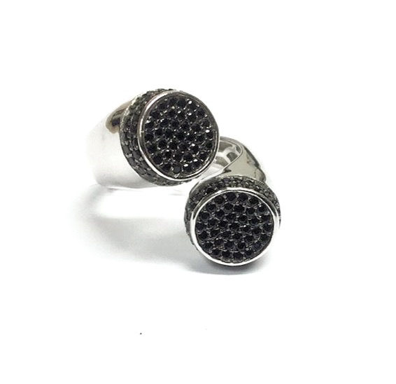 Miniatura: Anello contrariè regolabile con zirconi