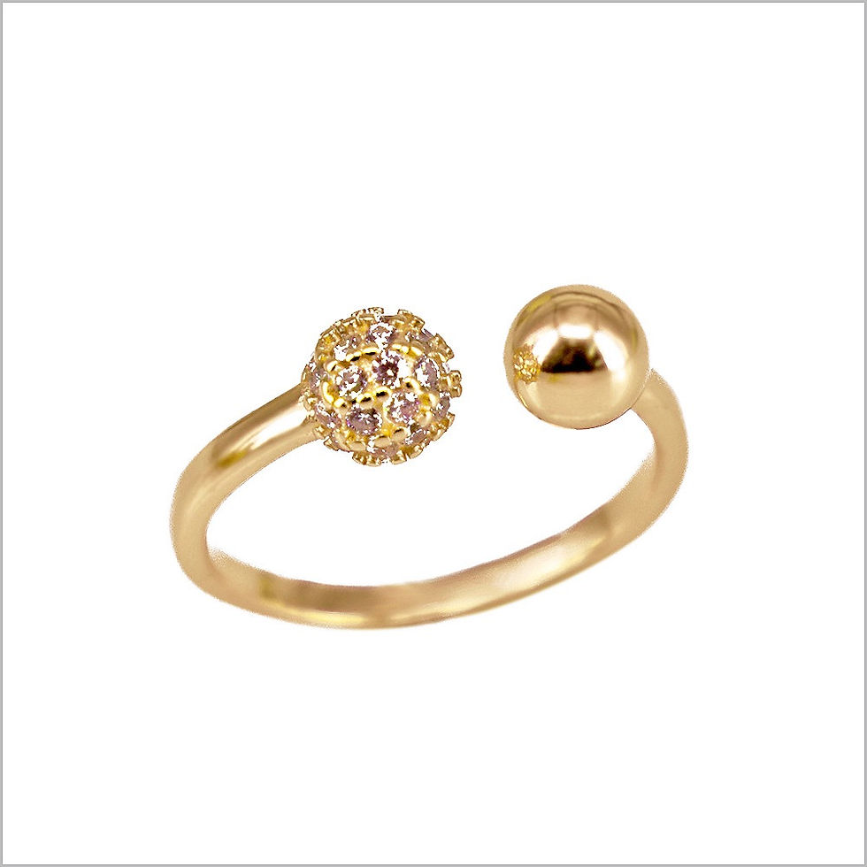 Miniaturbild: Anello regolabile con doppia pallina liscia e zirconata