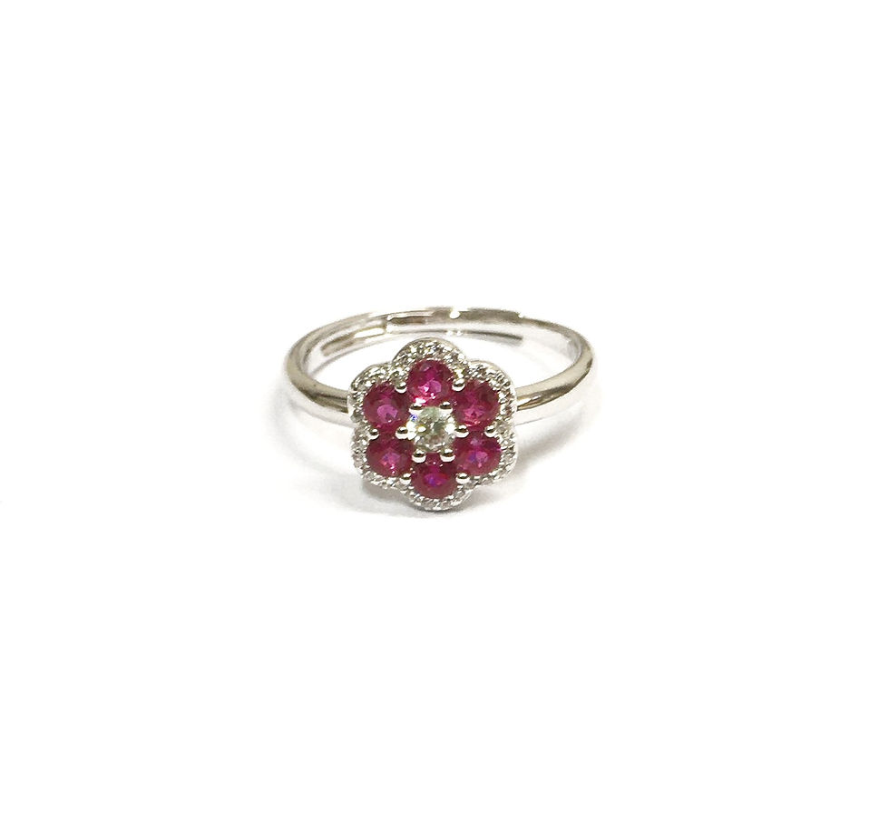 Miniature : Anello regolabile fiore con zirconi color