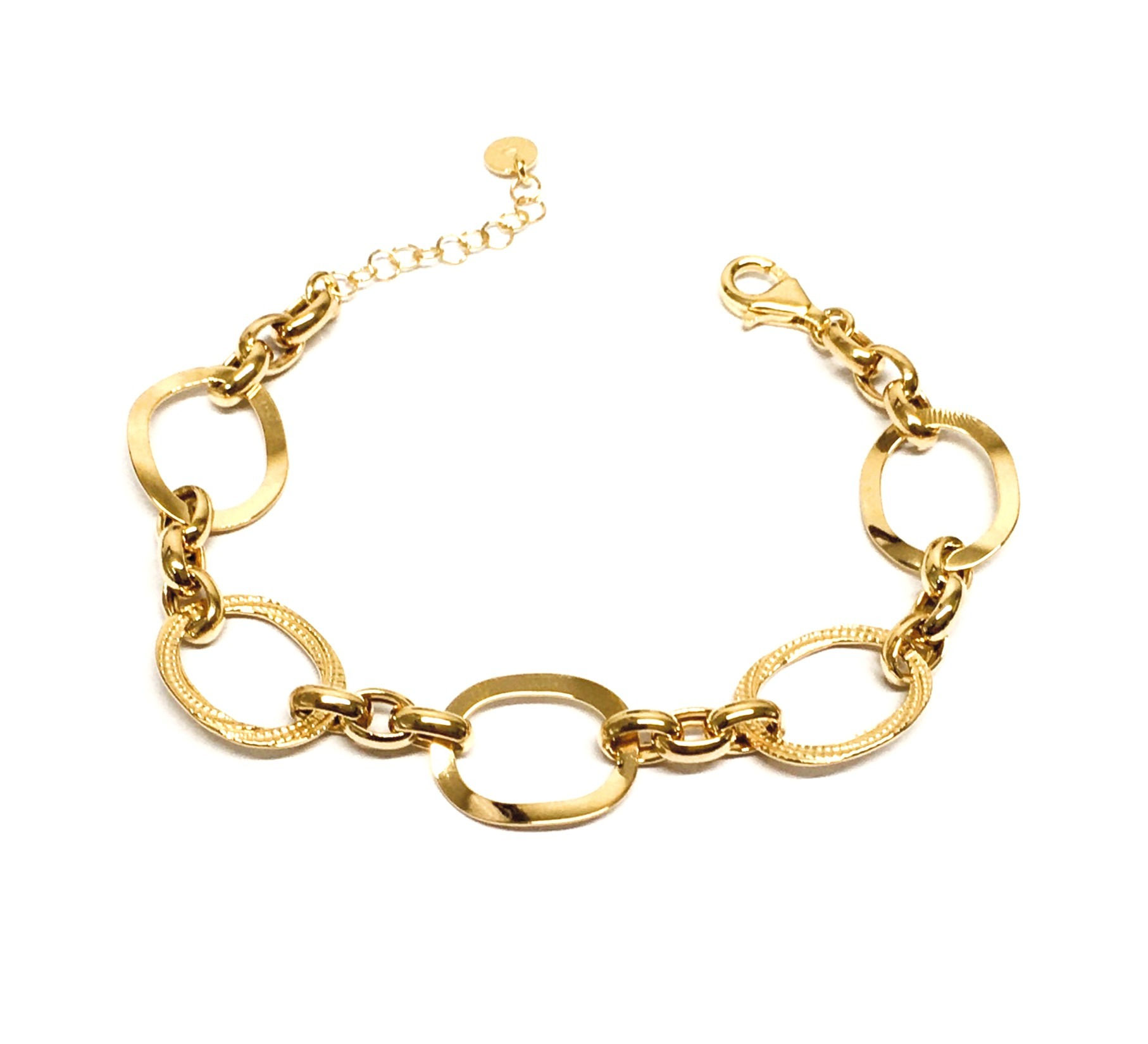 Bracciale maglia ovale lucida e lavorata