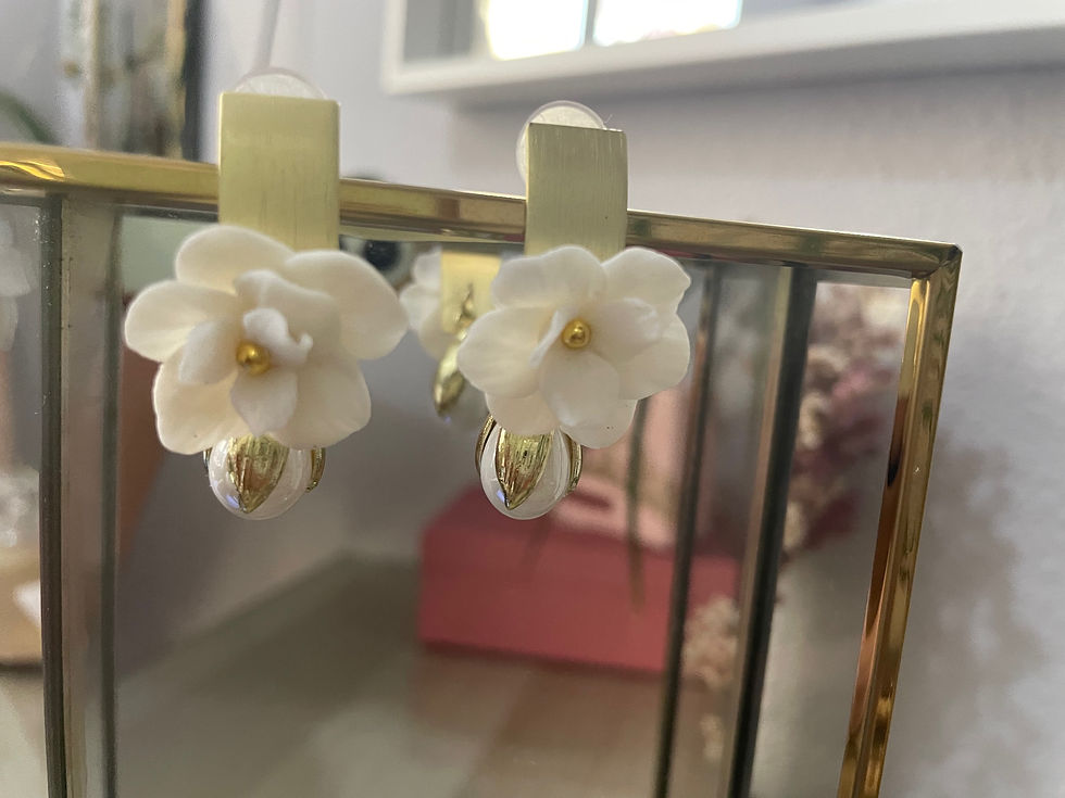 Miniatura: Pendiente flor y gota perlada 