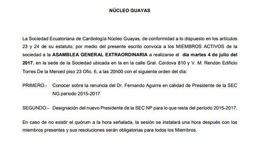 Convocatoria Asamblea General Extraordinaria