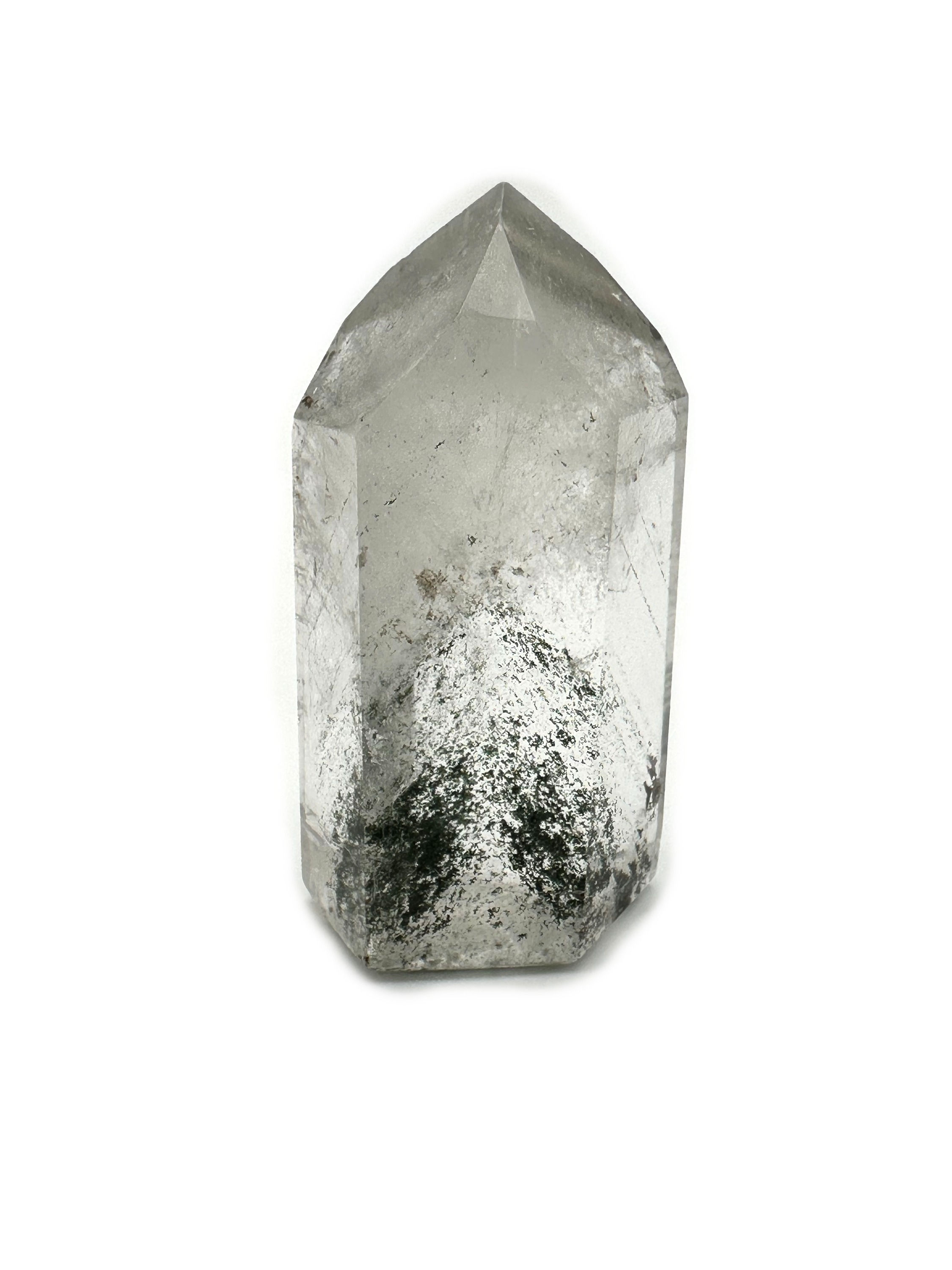Elegant obelisk made from quartz crystal, perfect for enhancing spiritual growth.
