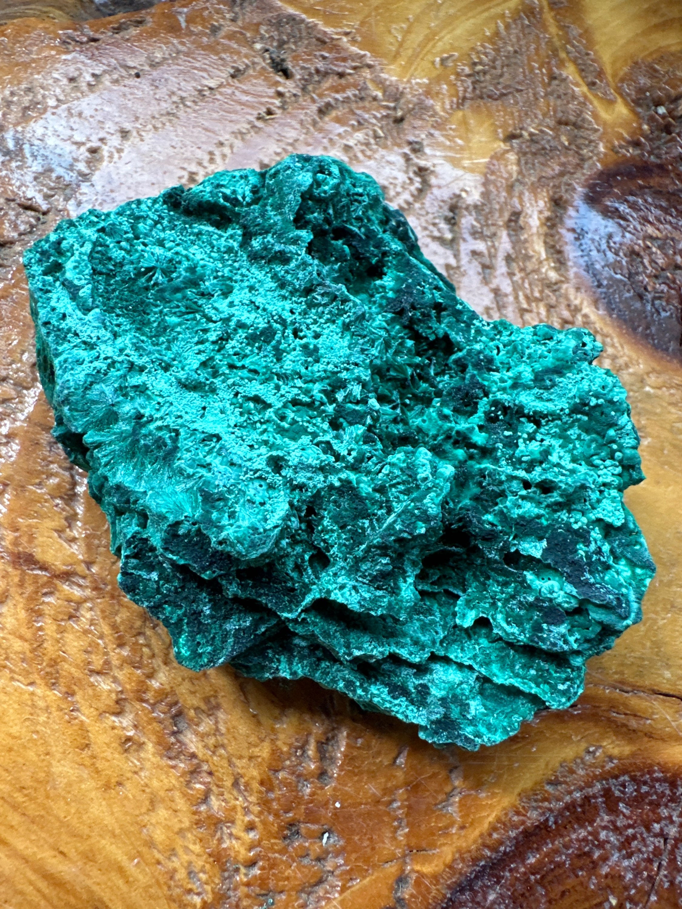 Raw Malachite Mineral, showcasing formations of vibrant green malachite crystals.