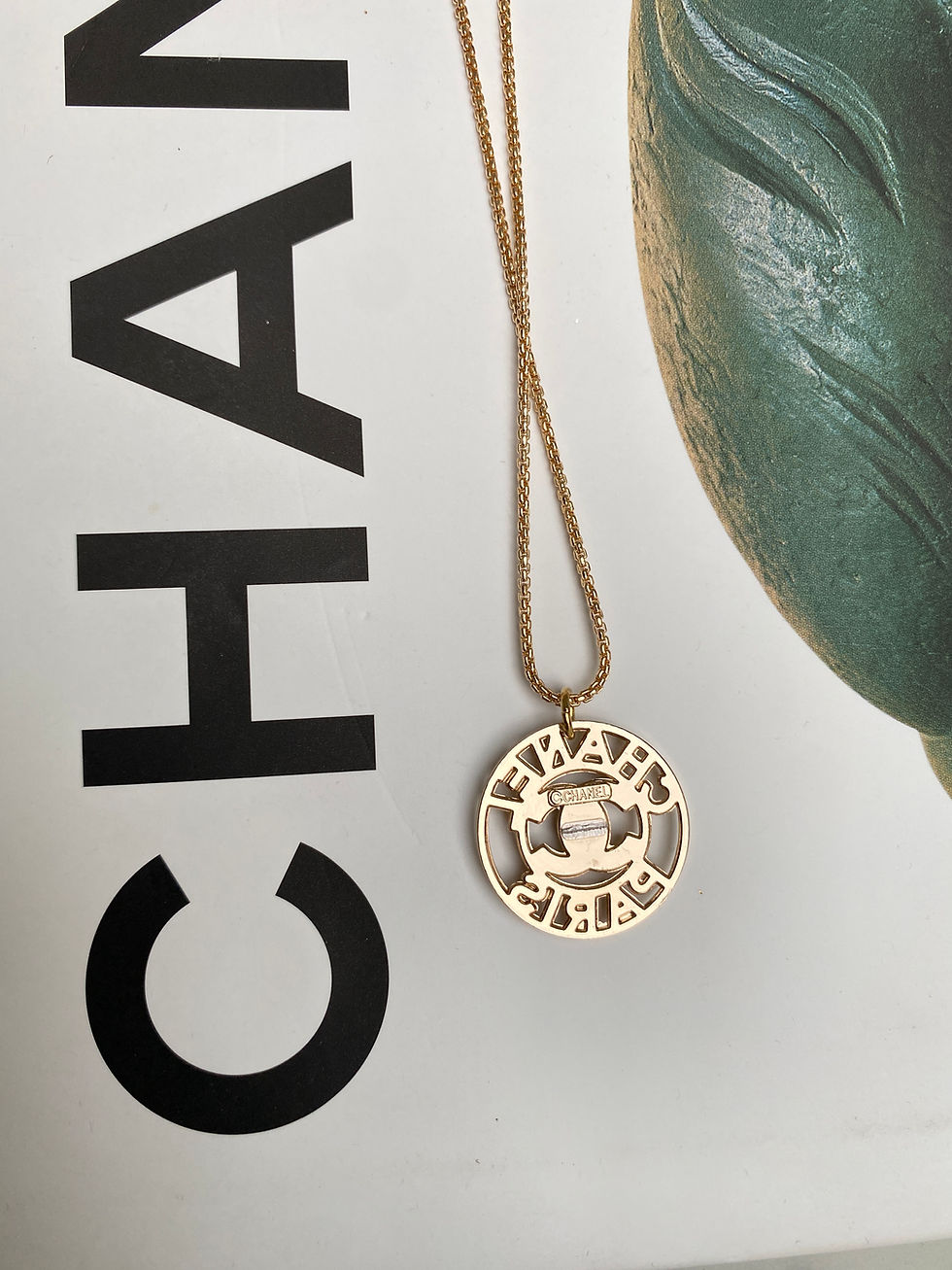 Thumbnail: Vintage CC Gold Designer Repurposed Button Necklace